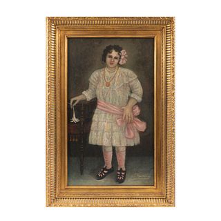 MARIANO SILVA VANDEIRA (Durango, 1860 - 1928) Personaje femenino. Firmado. Óleo sobre rígido. Enmarcado.