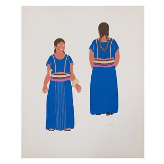 CARLOS MÉRIDA (Guatemala, 1891 - Ciudad de México, 1984) "Mixtecos del Estado de Oaxaca", de la carpeta Mexican Costume. 1941.