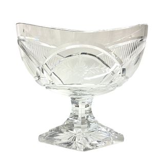 Etched Glass Tall Footed Bowl