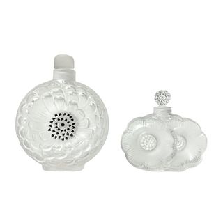 Pair of Signed Lalique Crystal Perfume Bottles