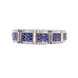 Platinum French Art Deco Sapphire And Diamond