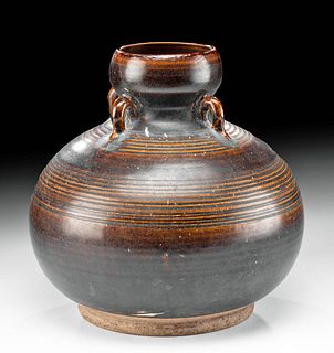 Thai Sawankhalok Pottery Jar w/ Brown Glaze, ex-Museum