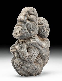 Charming Taino Stone Mother & Child Carving, ex-Museum