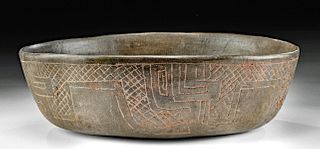 Chavin Pottery Incised Bowl w/ Incised Lines & Cinnabar