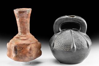 Pair of Chimu Pottery Vessels - Redware & Blackware