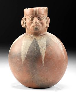 Moche Bichrome Jar w/ Anthropomorphic Head, ex-Museum