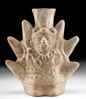 Moche Pottery Vessel w/ Ai Apec & Mountains, ex-Museum