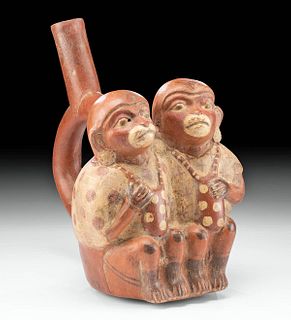 Moche Pottery Anthropomorphic Monkey Vessel, ex-Museum