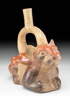 Moche Pottery Jaguar Stirrup Vessel, ex-Museum