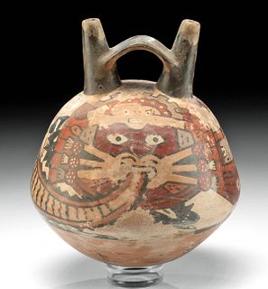 Nazca Polychrome Vessel w/ Mythical Being, ex-Museum