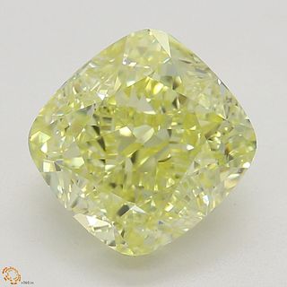 2.01 ct, Natural Fancy Yellow Even Color, VVS2, Cushion cut Diamond (GIA Graded), Appraised Value: $31,300 
