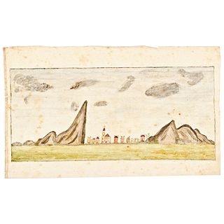 c. 1799 Oliver Ellsworth Jr. European Town Watercolor Painting From his Journal