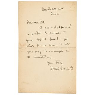 Frederic Remington Declines a Request for a Charitable Donation