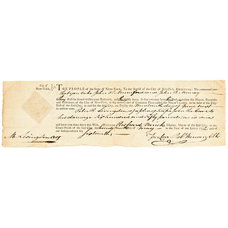 1792 GENERAL MARINUS WILLETT Signed Court Warrant Choice Very Fine