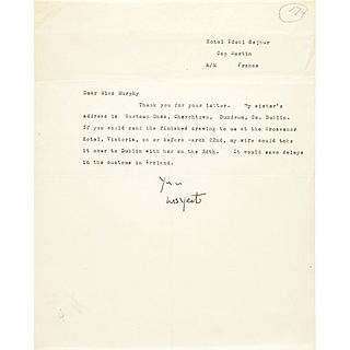 William Butler Yeats Typed Signed Letter Irish Poet + Dramatist 1923 Nobel Prize