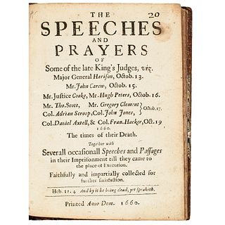 1660/1662 Book, Speeches, Discourses... The Regicides of British King Charles I