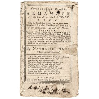 1766 PAUL REVERE Eclipse Woodcut Engraving within Nath. Ames Boston Almanac