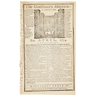 April 1774 THE GENTLEMANS MAGAZINE with an Important Boston Massacre Reference