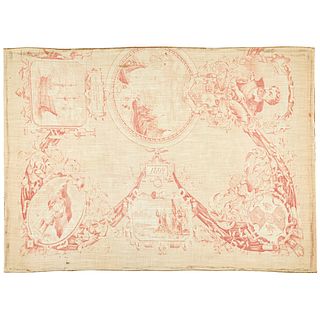 1892 Columbus Exposition Souvenir Commemorative Textile Light Red Printed Cotton
