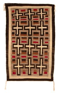 Diné [Navajo], Bisti Textile with Spider Woman Crosses, ca. 1910