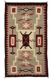 Diné [Navajo], Pictorial Storm Pattern Textile, ca. 1910-1920