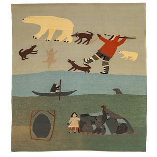 Pangnirtung, Kawtysie Kakee and Elisapee Ishulutaq, 'Inuit Ways' Tapestry