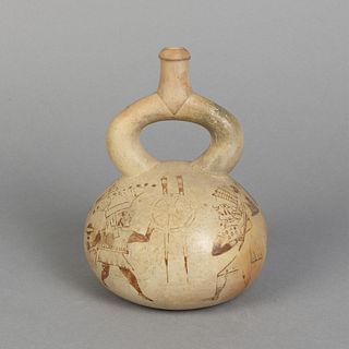 Pre-Columbian, Moche, Stirrup Vessel with Painted Designs