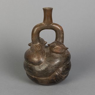 Pre-Columbian, Chavin, Serpentine Stirrup Vessel