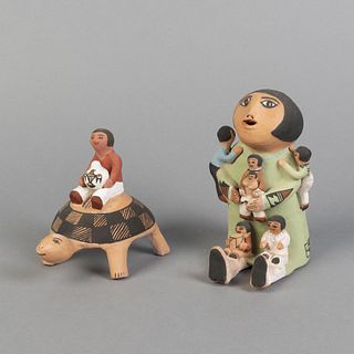 Acoma, Velma Chino, Group of Two Storyteller Figures