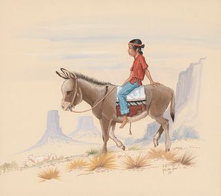 Charlie Lee [Yel Ha Yah], Untitled (Navajo Boy on a Burro), 1998