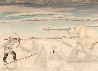 James Kivetoruk Moses, Untitled (Polar Bear Hunt), 1969