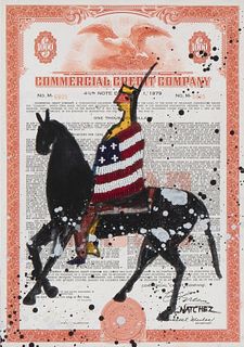 Stan Natchez, Untitled (Ledger Drawing on Stock Certificate), 1997