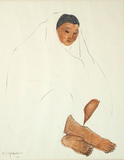 R. C. Gorman, Untitled (Seated Woman), 1971