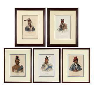 McKenney and Hall, Group of Five Hand-Colored Lithographs