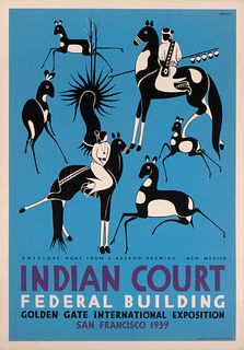 Louis Siegriest, Indian Court Federal Building / Antelope Hunt, 1939