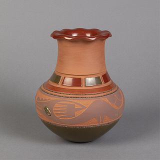 San Ildefonso, Russell Sanchez, Redware Vase with Heishi