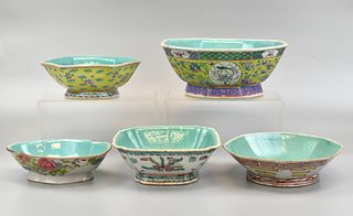 Group of 5 Chinese Famille Rose Stem Bowl, 19th C.