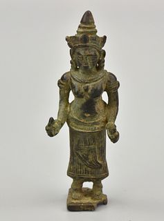 Indian Bronze Female Figure, 15th C.