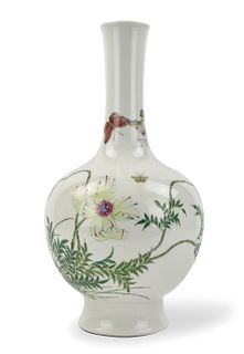 A Chinese Famille Rose Vase w/ Butterfly & Flower