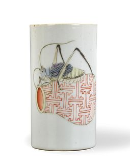 Chinese Famille Rose "Insect" Brushpot