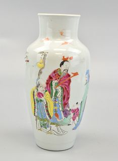 Chinese Famille Rose Vase w/ Figure