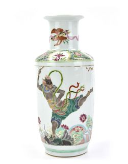 Chinese Famille Verte Vase w/ KuiXing, Kangxi Mark