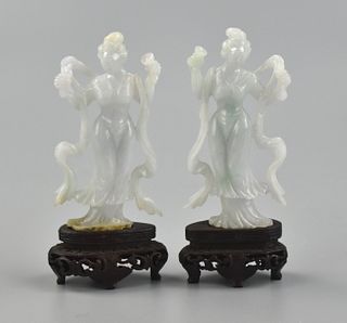 Two Chinese Jadeite Ladies Figures