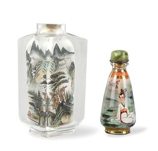 2 Chinese Reverse Painting Snuff Bottles