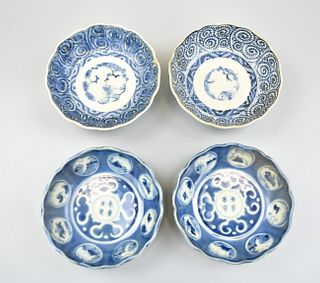 4 Chinese Blue & White Dish, 19th C.