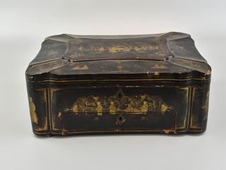 Chinese Gilt Lacquered Sewing Box, Late Qing D.