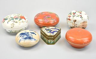 Group of 6 Chinese Porcelain Box & Cloisonne Box