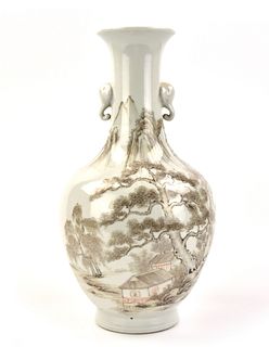 Chinese Grisaille Glazed Vase, 20th C.