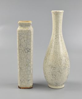 Two Chinese Ge Glaze Vases
