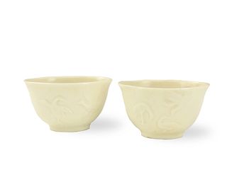 Pair of Chinese Dehua White Glazed Cups